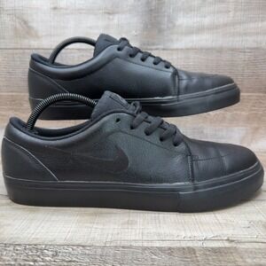 Nike‎ SB Satire L Skateboard Sneakers Mens Size 10.5 10 1/2 Black Leather Shoes